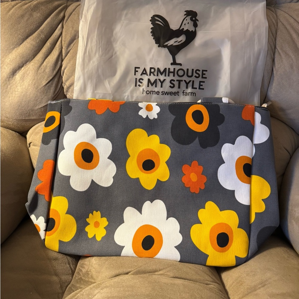 SOLD Floral Gray Tote Bag